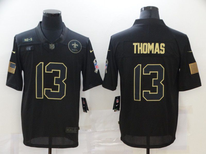 Men New Orleans Saints #13 Thomas Black gold lettering 2020 Nike NFL Jersey